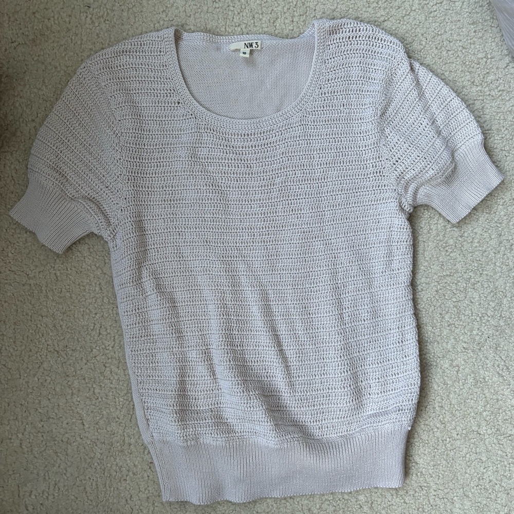 NW3 Cream Knit Puff Sleeve Top